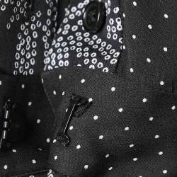 Pre Owned Diane Von Furstenberg Black Printed Silk Button Front Midi Dress S