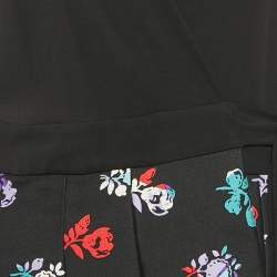 Pre Owned Diane Von Furstenberg Black Wool Blend and Jersey Pleated Wrap Jewel Dress M