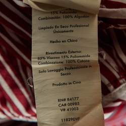 Pre Owned Diane Von Furstenberg Tricolor Striped Poplin Wrap Dress S