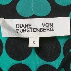 Diane Von Furstenberg Green Dots Print Silk Shirt M