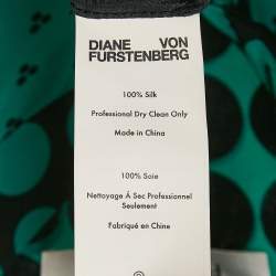 Diane Von Furstenberg Green Dots Print Silk Shirt M