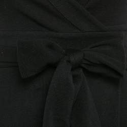 Pre Owned Diane Von Furstenberg Black Wool Knit Wrap Dress S
