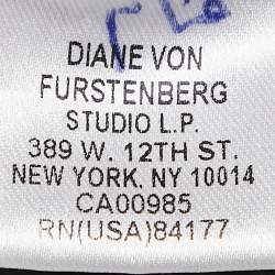 Pre Owned Diane Von Furstenberg Black Wool Knit Wrap Dress S