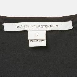 Pre Owned Diane Von Furstenberg Black Crepe Sleeveless Bevin Short Dress L