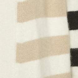 Diane Von Furstenberg Beige/Black Striped Angora Wool Long Cardigan S
