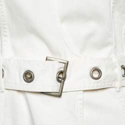 Pre Owned Diane Von Furstenberg White Denim Mead Wrap Dress M