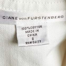 Pre Owned Diane Von Furstenberg White Denim Mead Wrap Dress M