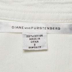Pre Owned Diane Von Furstenberg White Denim Mead Wrap Dress M