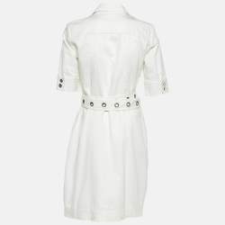Pre Owned Diane Von Furstenberg White Denim Mead Wrap Dress M