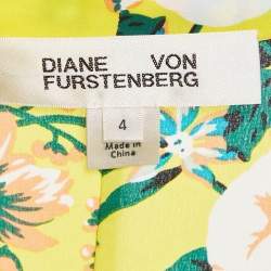 Pre Owned Diane Von Furstenberg Yellow Floral Print Silk Maxi Dress S