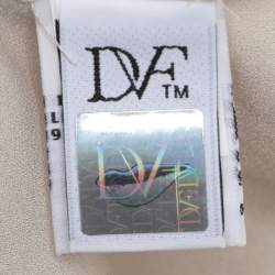 Pre Owned Diane Von Furstenberg Beige Silk New Fleurette Kimono Dress  L