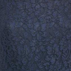 Pre Owned Diane Von Furstenberg Navy Blue Lace Short Zarita Dress M