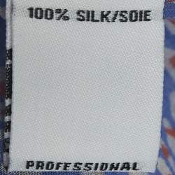 Pre Owned Diane Von Furstenberg Blue Printed Sheer Silk Button Front Gilmore Blouse XL