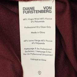 Pre Owned Diane Von Furstenberg Burgundy Wool Blend Bodycon Dress M