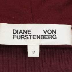 Pre Owned Diane Von Furstenberg Burgundy Wool Blend Bodycon Dress M