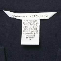 Pre Owned Diane Von Furstenberg Navy Blue Jersey Long Sleeve Indy Mini Dress M