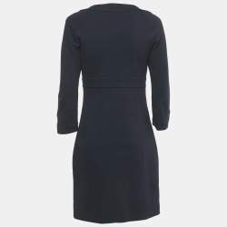 Pre Owned Diane Von Furstenberg Navy Blue Jersey Long Sleeve Indy Mini Dress M