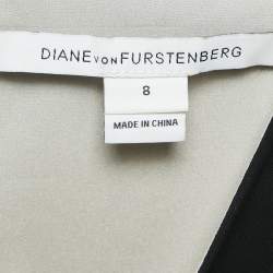 Pre Owned Diane Von Furstenberg Black Crepe Contrast Panel Gail Mini Dress M