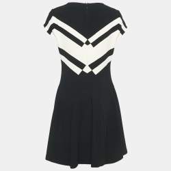 Pre Owned Diane Von Furstenberg Black Crepe Contrast Panel Gail Mini Dress M