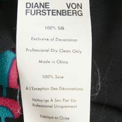 Pre Owned Diane Von Furstenberg Pink/Blue Printed Silk Jumpsuit M