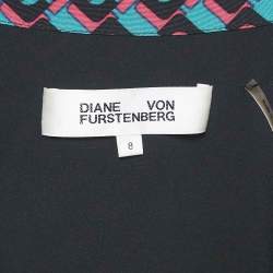 Pre Owned Diane Von Furstenberg Pink/Blue Printed Silk Jumpsuit M