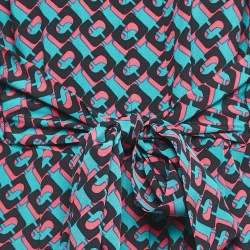 Pre Owned Diane Von Furstenberg Pink/Blue Printed Silk Jumpsuit M