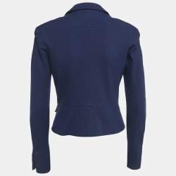 Pre Owned Diane Von Furstenberg Blue Knit Single Breasted Reiko Blazer M
