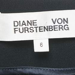 Pre Owned Diane Von Furstenberg Black Crepe Long Sleeve Wrap Dress M