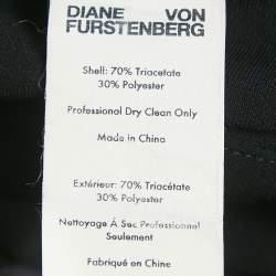 Pre Owned Diane Von Furstenberg Black Crepe Long Sleeve Wrap Dress M