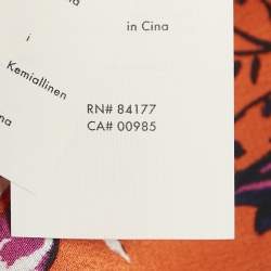 Pre Owned Diane Von Furstenberg Orange Floral Print Silk Wrap Detail Midi Dress M