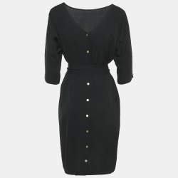 Pre Owned Diane Von Furstenberg Black Silk Midi Dress M