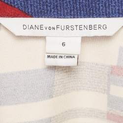 Diane Von Furstenberg Multicolor Geometric Print Silk Abigail Wrap Maxi Dress M