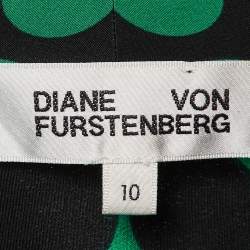 Diane Von Furstenberg Green Polka Dot Silk Button Front Shirt L 