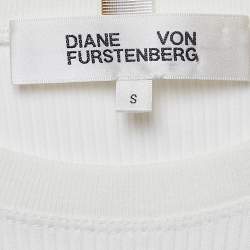 Diane Von Furstenberg White Rib Knit T-Shirt S