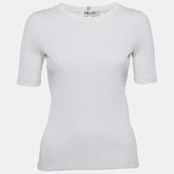 Diane Von Furstenberg White Rib Knit T-Shirt S