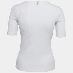 Diane Von Furstenberg White Rib Knit T-Shirt S