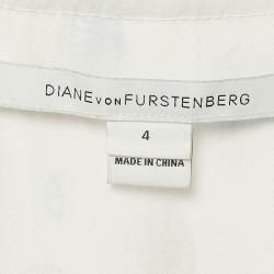 Pre Owned Diane Von Furstenberg White/Blue Floral Print Silk Lelani Maxi Dress S