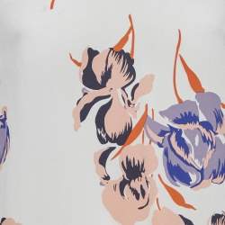 Diane Von Furstenberg White Floral Print Flutter Sleeve Top L