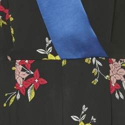 Diane Von Furstenberg Black Floral Print Silk Jumpsuit M