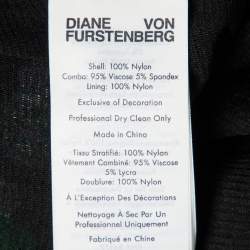 Pre Owned Diane Von Furstenberg Black Floral Print Jersey & Mesh Leia Midi Dress S