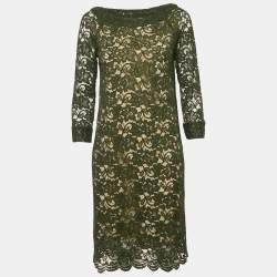Diane Von Furstenberg Green Corded Lace Elisa Dress M