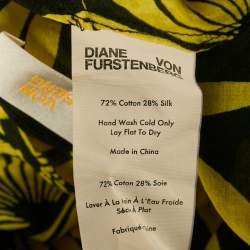 Diane Von Furstenberg Yellow Printed Cotton & Silk Wrap Top S