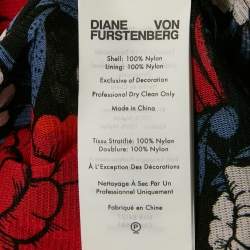 Diane Von Furstenberg Black Floral Print Jersey Long Sleeve Maxi Dress L 
