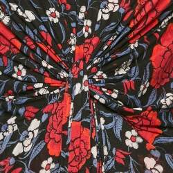 Diane Von Furstenberg Black Floral Print Jersey Long Sleeve Maxi Dress L 