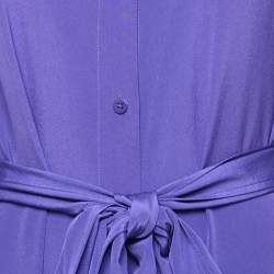 Diane Von Furstenberg Purple Button Front Belted Midi Shirt Dress S
