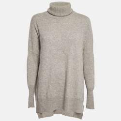 Pre Owned Diane Von Furstenberg Grey Cashmere Turtle Neck Sweater M/L