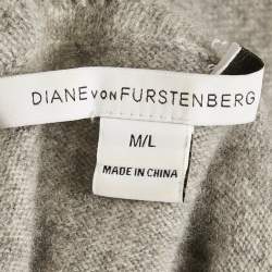 Pre Owned Diane Von Furstenberg Grey Cashmere Turtle Neck Sweater M/L