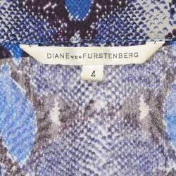 Diane Von Furstenberg Purple Printed Silk Button Front Shirt S