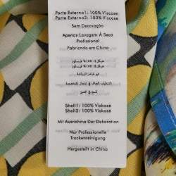 Diane Von Furstenberg Yellow Printed Crepe Belted Midi Dress L