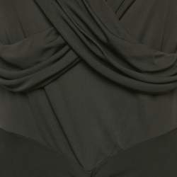 Pre Owned Diane Von Furstenberg Black Jersey Ruched Midi Dress L